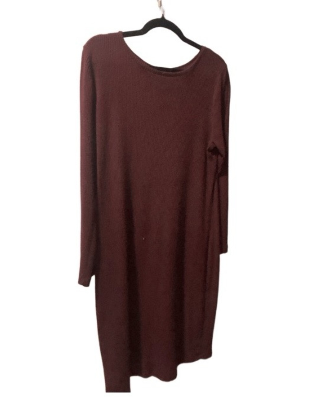 a new day Ribbed Long Sleeve Midi Dress in Burgundy